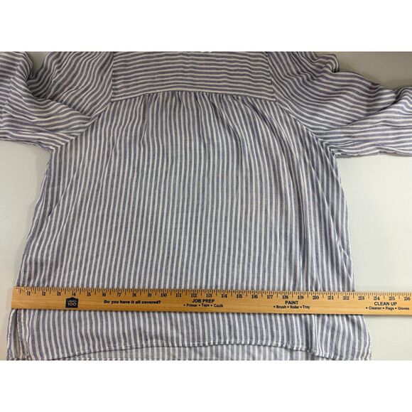 LOFT Rayon Linen Stripe Balloon Long Sleeve Blouse Top Women's Size L Large - Picture 9 of 12